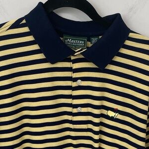 Masters Collection Pima Cotton Polo Shirt Size Large Navy Yellow Stripe Golf. 3